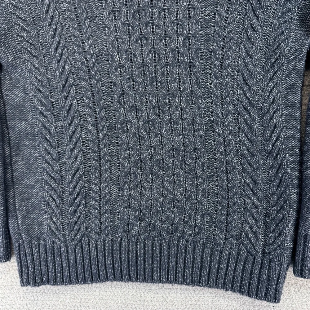 Banana Republic Cable Knit Sweater Mens Medium Blue Knarl Fisherman Preppy